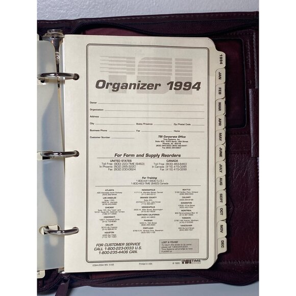 VTG Time Systems Organizer 1994 USA Calendar Zip Close Activity Information Mana - Picture 11 of 16